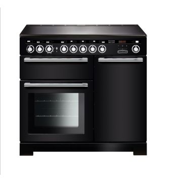 Rangemaster EDL100EIBL/C, Encore Deluxe Induction 100cm Range Cooker,Black with Chrome Trim