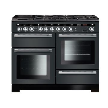 Rangemaster EDL110DFFSL/C, Encore Deluxe Dual Fuel 110cm Range Cooker,Slate With Chrome Trim