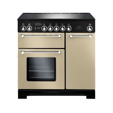 Rangemaster KCH90ECCR/C, Kitchener Ceramic 90cm Range Cooker,Cream with Chrome Trim