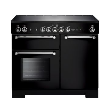 Rangemaster KCH100ECBL/C, Kitchener Ceramic 100cm Range Cooker,Black with Chrome Trim