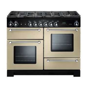 Rangemaster KCH110DFFCR/C, Kitchener Dual Fuel 110cm Range Cooker,Cream with Chrome Trim