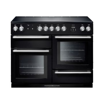 Rangemaster NEX110EIBL/C, Nexus Induction 110cm Range Cooker,Black with Chrome Trim