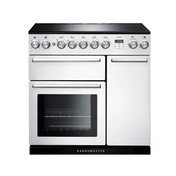 Rangemaster NEX90EIWH/C, Nexus Induction 90cm Range Cooker,White with Chrome Trim