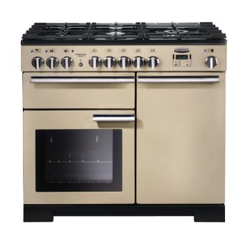 Rangemaster PDL100DFFCR/C, Professional Deluxe Dual Fuel 100cm Range Cooker,Cream with Chrome Trim