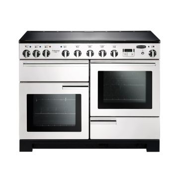 Rangemaster PDL110EIWH/C, Professional Deluxe Induction 110cm Range Cooker,White with Chrome Trim