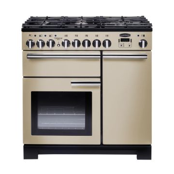 Rangemaster PDL90DFFCR/C, Professional Deluxe Dual Fuel 90cm Range Cooker,Cream with Chrome Trim