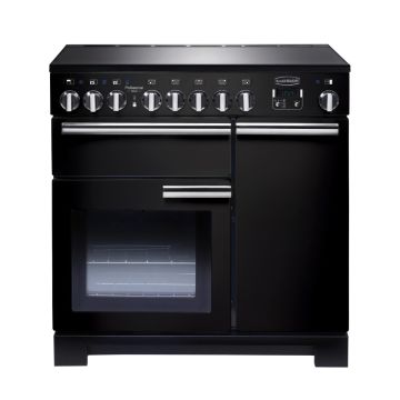 Rangemaster PDL90EIGB/C, Professional Deluxe Induction 90cm Range Cooker,Gloss Black with Chrome Trim