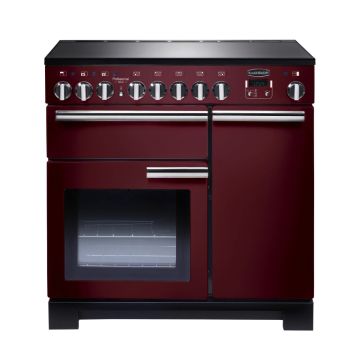 Rangemaster PDL90EICY/C, Professional Deluxe Induction 90cm Range Cooker,Cranberry with Chrome Trim