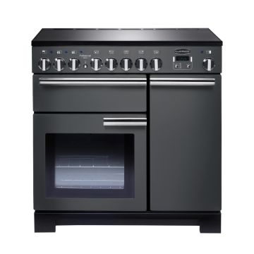 Rangemaster PDL90EISL/C, Professional Deluxe Induction 90cm Range Cooker,Slate with Chrome Trim