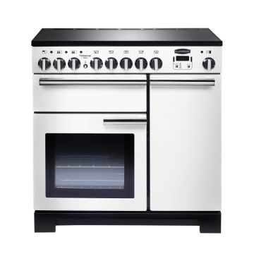 Rangemaster PDL90EIWH/C, Professional Deluxe Induction 90cm Range Cooker,White with Chrome Trim