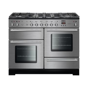 Rangemaster TOLP110DFFSS/C, Toledo+ Dual Fuel 110cm Range Cooker,Stainless Steel with Chrome Trim