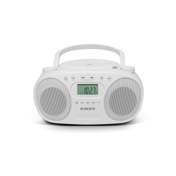 Roberts ZOOMBOXFMW, FM/AM Boombox w/ CD Player, White