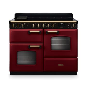 Rangemaster  CLDLO110EIPBOR/AB1, Classic Deluxe 110cm Induction Range Cooker, Bordeaux with Antique Brass Trim