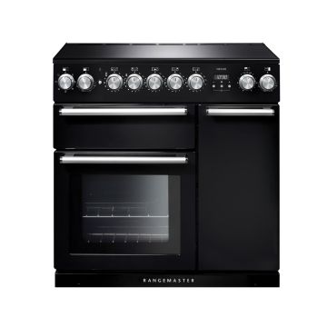 Rangemaster NEX90EIBL/C, Nexus Induction 90cm Range Cooker,Black with Chrome Trim