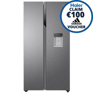HAIER HSR3918EWPG, Total No Frost, American-Style Fridge Freezer, Silver