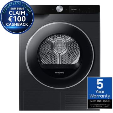 Samsung Series 6 AI DV90DG6845LBU1, 9KG, Heat Pump Tumble Dryer, Black