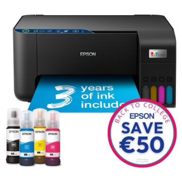 Epson ET2861, EcoTank Multifunction Wi-Fi Ink Tank Printer, Black