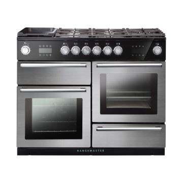 Rangemaster NEX110SODFFSS/C, Nexus Dual Fuel 110cm Range Cooker,Stainless Steel with Chrome Trim