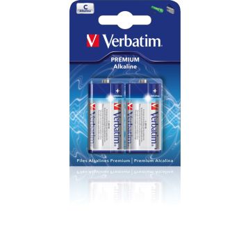 Verbatim 49922, C Alkaline Batteries, 2 Pack