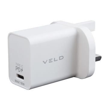 VELD VH18BW, 18W, Super Fast Type-C Wall Charger, White