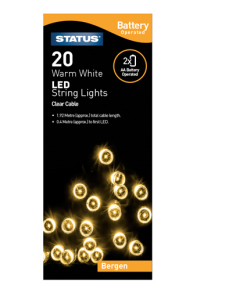 Bergen XBEG, 20 LED Warm White Indoor Battery Operated String Lights