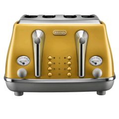 DeLonghi CTOC4003Y, Icona Capitals 4 Slice Toaster, Yellow